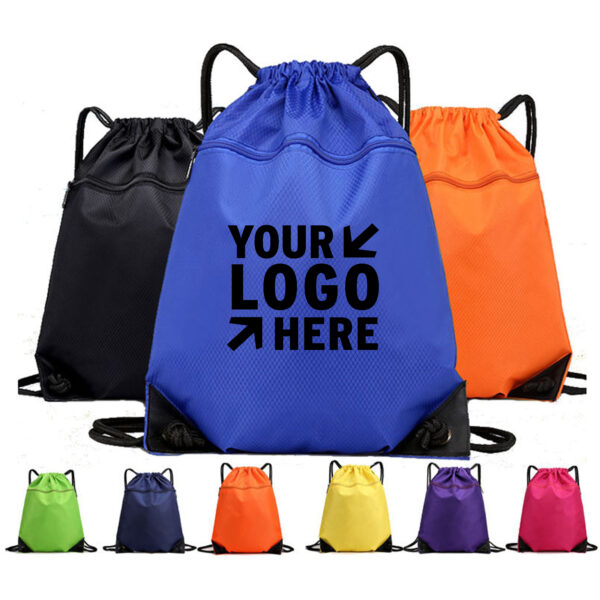 MJ064 - Drawstring Backpack With Zipper Inner Bag