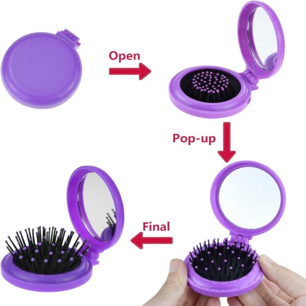 MJ082 - Folding Hair Brush With Mirror - Image 3