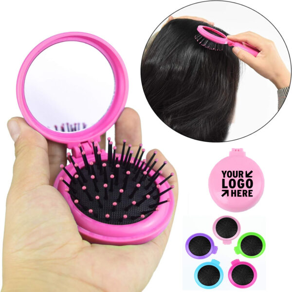 MJ082 - Folding Hair Brush With Mirror