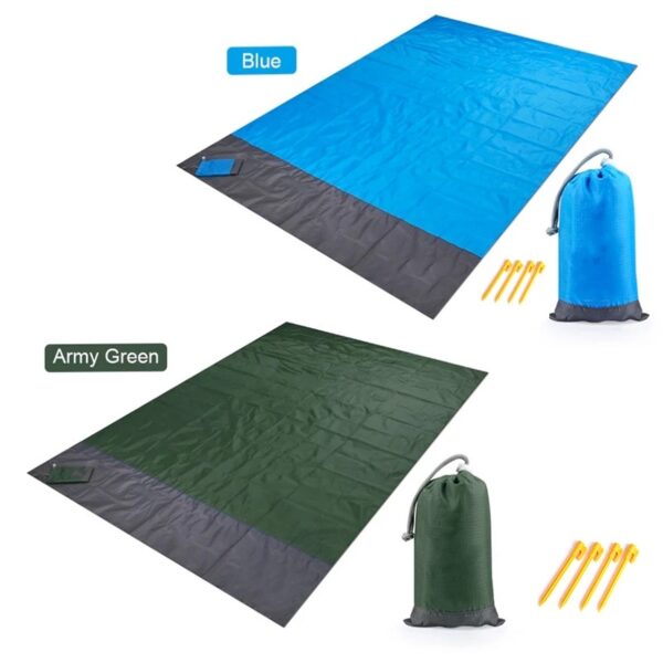 RX018 -Two-Tone Foldable Waterproof Picnic Beach Blanket w/ a Pouch