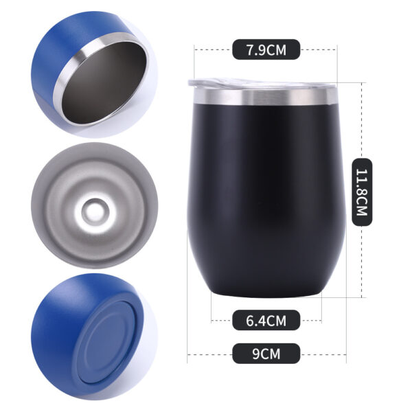 RX046 -12 oz Powder-Coated Wine Tumbler with Vacuum Insulation and Lid - Image 2