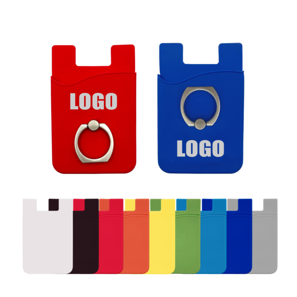 TL039 - Silicone Cell Phone Wallet with Ring Grip