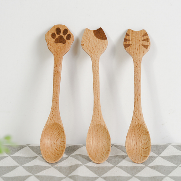 ZC003 - Wooden Cat Shape Spoon - Image 2