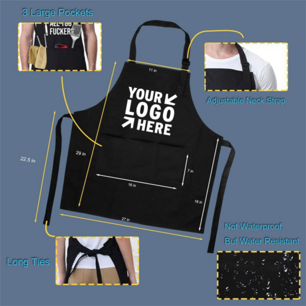 ZC039 - Black Cooking Apron - Image 3