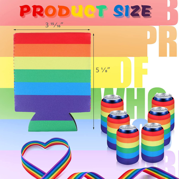 ZC107 - Rainbow Collapsible Neoprene Can Cooler - Image 2