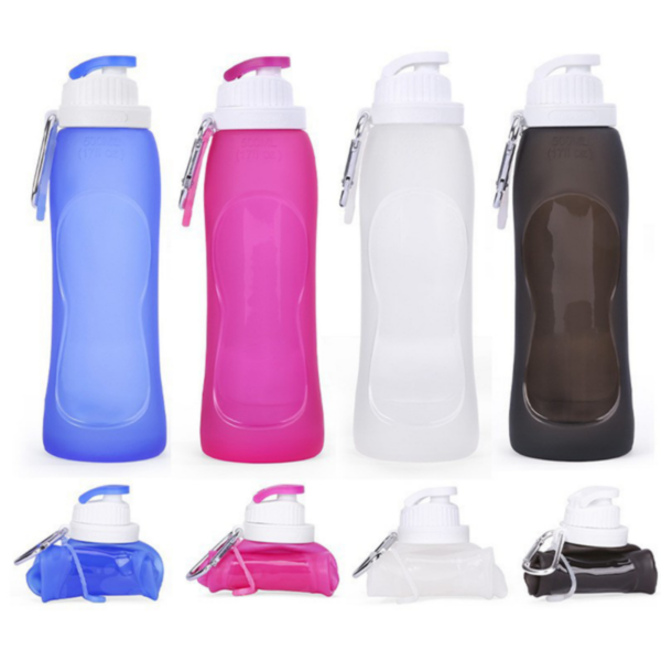 ZC109 - Folding Silicone Water Bottle with Carabiner