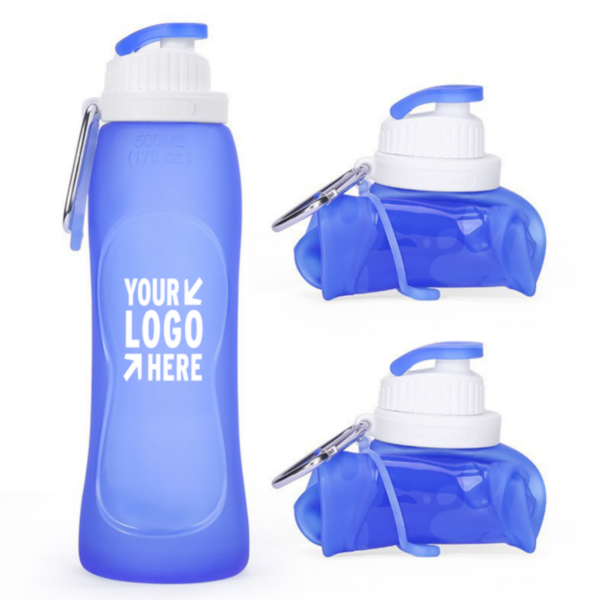 ZC109 - Folding Silicone Water Bottle with Carabiner - Image 2