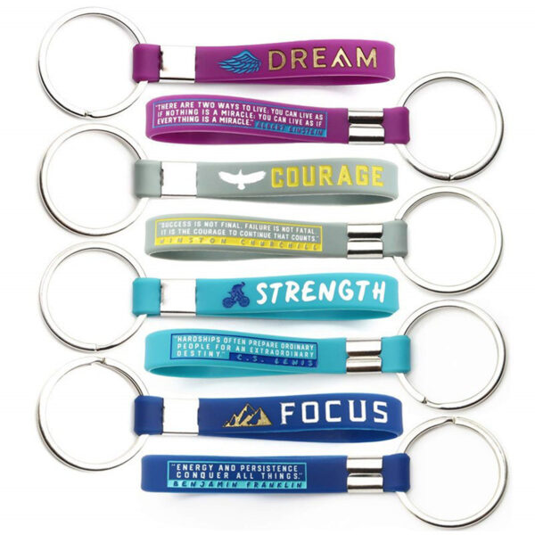 JZ076 - Screen Printed Silicone Wristband Keychain - Image 2