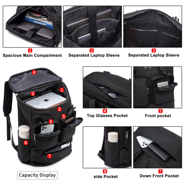 JZ029 - Classic Business Perfect Fit Laptop Backpack - Black - Image 3