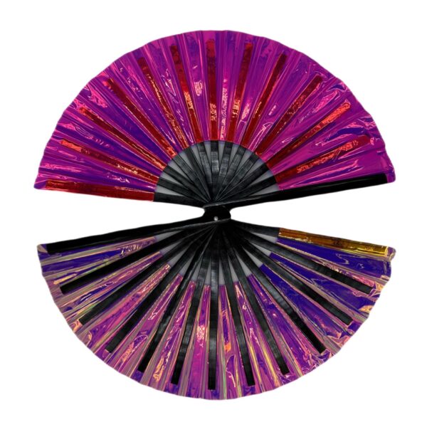 MJ094 - 13” Holographic Laser Colors Hand Fan - Image 8