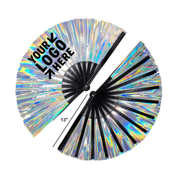 MJ094 - 13” Holographic Laser Colors Hand Fan