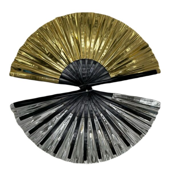 MJ094 - 13” Holographic Laser Colors Hand Fan - Image 2