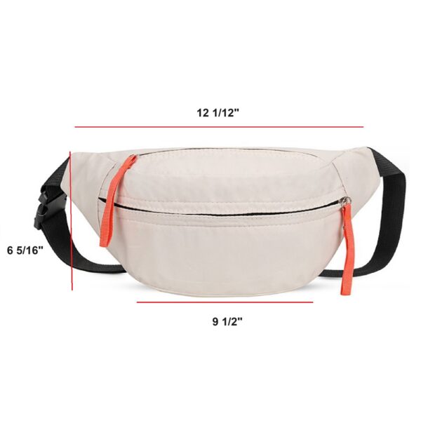 MJ097 - Nylon Zippered Three Compartment Fanny Pack With Adjustable Belt - Image 2