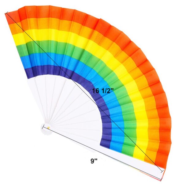 MJ100 - 9” Plastic Rainbow Folding Fan - Image 2