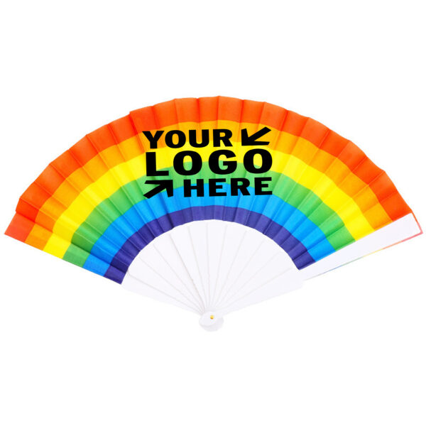 MJ100 - 9” Plastic Rainbow Folding Fan