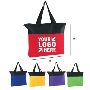 MJ110 - Non Woven Zipped Two-Tone Tote Bag