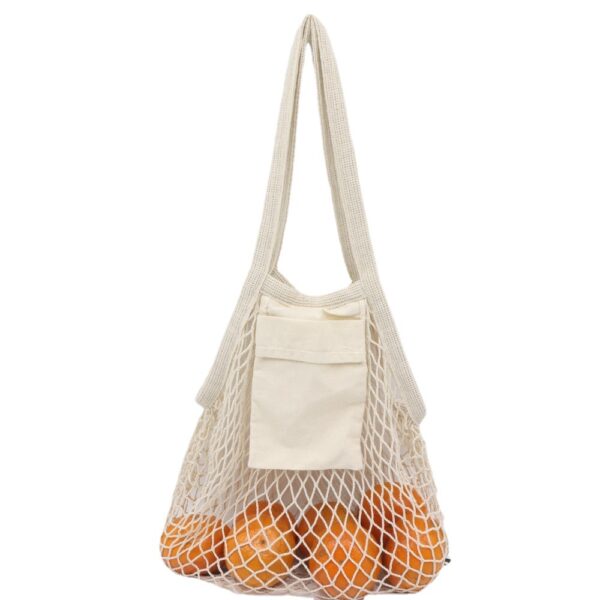 RX152-Cotton Market Mesh Tote Bag w/Interior Pocket