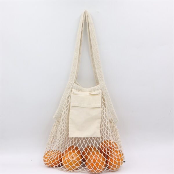 RX152-Cotton Market Mesh Tote Bag w/Interior Pocket - Image 2