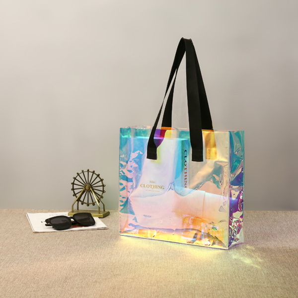 ZC172 - Holographic Laser Tote Bag with Black Webbing