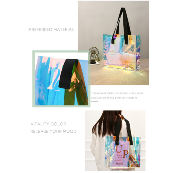 ZC172 - Holographic Laser Tote Bag with Black Webbing - Image 2