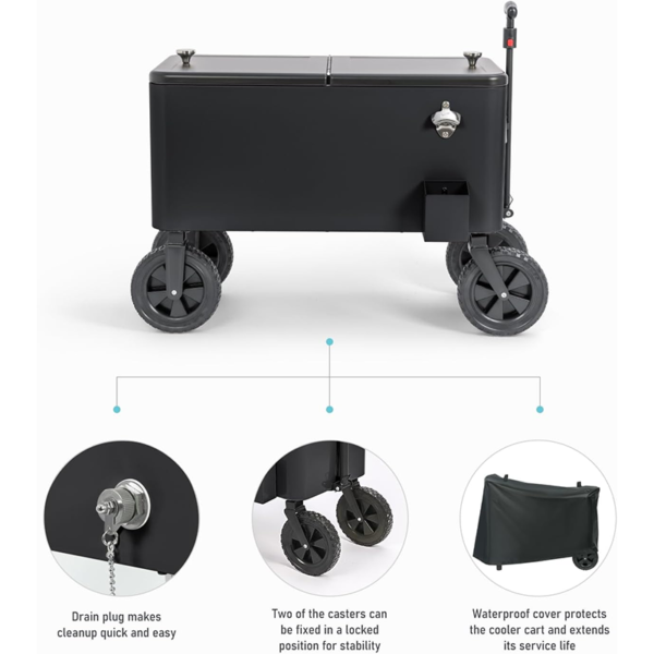 ZC191 - Rolling Cooler Cart with Wheels - Image 2