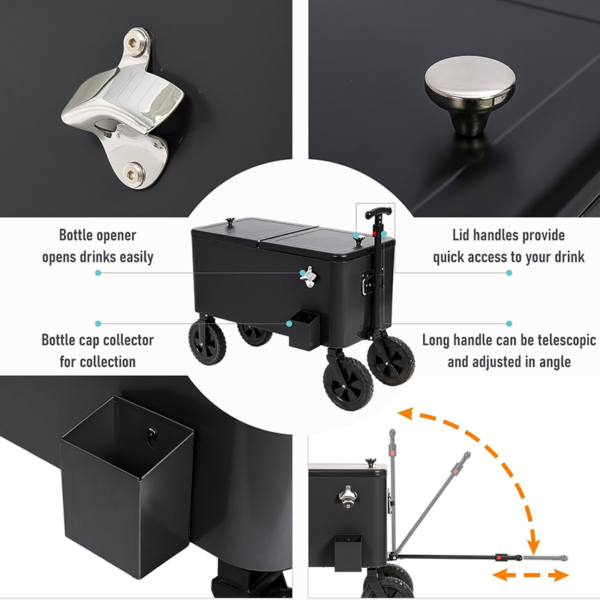 ZC191 - Rolling Cooler Cart with Wheels - Image 3